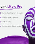Blue Squid PRO Purple Face Paint Stick - Waterproof Body Paint for Adults & Kids Colored Eye Black Baseball, Eyeblack Softball -Hypoallergenic Twist-Up Non-Toxic Makeup Stick for Cosplay, Sports & SFX