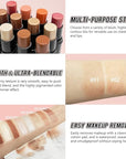 2Pcs Highlighter Stick Cream Contour Stick Makeup Kit, Shimmer Highlighter and Bronzer Stick Contour Wand, Water-proof Long Lasting Smooth Face Brightens & Shades Contouring Stick Illuminator