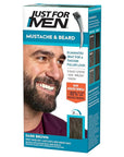 Just For Men Mustache & Beard, Beard Dye for Men with Brush Included, With Keratin Biotin Aloe and Coconut Oil for Healthy Facial Hair - Dark Brown, M-45, Pack of 1 (Packaging May Vary)