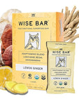Wise Bar Adaptogen Mushroom Nutrition Bars | Lemon Ginger Flavor | 12 Count | Functional Mushrooms and Adaptogens Bar | Organic Nutrition Energy Bars, Vegan, Gluten Free