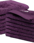 100% Cotton Washcloths Set 13” x 13” | Plum Towels | Set of 12 Ultra Soft and Highly Absorbent Washcloths Sets for Bathroom, Gym, Hotel, Spa | Machine Washable Face Towel