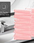 Cosy Family 24 Pack Soft Washcloths Set - 12 x 12 inches, Quick Drying - Highly Absorbent Coral Velvet Fingertip Towel Bathroom Wash Clothes for Bath, Spa, Facial, Kitchen - Pink