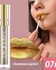 Maydear Chameleon Lipstick, High Pigmented Gold Lipstick for Women Metallic Shine Lip Gloss, Full-Coverage Multichrome Lipstick Long Lasting Rainbow Lip Makeup, Golden Bronze(07)