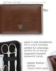 3 Swords Germany - brand quality 6 piece manicure pedicure kit set for professional finger & toe nail care with synthetic leather case - Made in Germany - brown