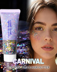 DAGEDA Carnival Body Glitter Gel, Holographic Face Glitter Rave Party Accessories, Chunky Glitters for Hair Eyes Nails, Cosmetic Laser Powder Festival Sequins Paint Makeup