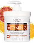 Advanced Clinicals Vitamin C Cream Visibly Brightening Body Lotion | Vitamin C Moisturizer Skin Care Body Cream For Women & Men Helps Visibly Improve Look Of Dark Spots & Uneven Skin Tone, 16 Ounce