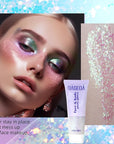 DAGEDA Body Glitter Gel, Holographic Face Glitters Body Gel Shimmer Liquid Eyeshadow, Color Changing Glitter for Face Hair Nails, Glitter Under Light Festival Glitter Makeup 1.7oz (Neno Pink)