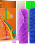 4 Pieces Exfoliating Washcloth Shower Towel African Net Sponge Japanese Wash Cloth Face Exfoliating Sponge Loofah Exfoliating Body Scrubber for Body Exfoliation (Blue, Green, Purple, White)