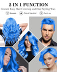 Temporary Blue Hair Color Wax 4.23 oz, Instant Natural Hairstyle Cream Dye, Washable Styling Pomades, Disposable Coloring Mud for Women Youth Men, Party Cosplay DIY Halloween