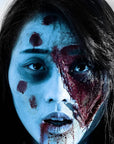 MEICOLY Light Blue Face Body Paint Stick(1.06 Oz),Baby Blue Face Paint Sadness,Sweatproof Waterproof Pale Blue Body Paint for Corpse Bride Halloween SFX Avatar Sally Makeup,Eye Black Stick