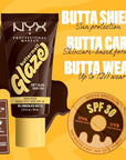 NYX PROFESSIONAL MAKEUP Buttermelt Glaze Soft Glow Skin Tint + SPF 30, Up To 12HR Wear, 10 Chocolate Butta