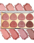 8 Colors Blush Palette, Smooth Blendable Powder Blush, Buildable Facial Cheek Blusher, Matte Blush Palette Makeup For Women, Waterproof Long-lasting Makeup Palette with Brush