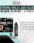 Ardell Strong Hold Lash Glue, Black - Professional Waterproof Lash Adhesive for Strip Lashes with Precision Brush, Fast-Drying 24-Hour Lift-Proof Formula, 2-Pack