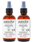 PURA D'OR Scalp & Hair Strengthening Oil (3.3oz x2 = 6.6oz) Supports Optimal Growth, Reduce Breakage, Nourish Roots for Healthier, Fuller, Thicker Hair - Rosemary, Castor & Peppermint Oil