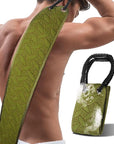 Exfoliating Back Scrubber for Use in Shower, 38.5 Inch Back Washer with Handles, Dual-Sided Body Exfoliator for Daily & Deep Skin Cleaning, Bath Back Scrub Washcloth for Men & Women (Green)