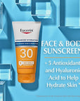 Eucerin Sun Advanced Hydration SPF 30 Sunscreen Lotion, Lightweight Sunscreen with Hyaluronic Acid, Hypoallergenic, Fragrance Free, 5 Fl Oz Tube
