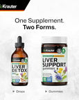 BIO KRAUTER Liver Detox Liquid - Liver Cleanse Detox Liquid Drops - Milk Thistle, Chanca Piedra, Turmeric, Dandelion, Artichoke - Liver Tincture - Vegan Drops 4 Fl. Oz.