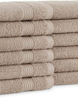 Arkwright Bath Washcloths 12 Pack - Super Soft 100% Cotton, 600 GSM Quick Dry & Absorbent, Luxury Face & Body Wash Cloth Towels for Hotels, Spa, and Vacation Rentals, Latte Beige