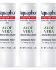 Aquaphor Naturally Inspired Lip Repair Stick with Aloe Vera and Natural Shea Butter, Hydrating Lip Balm Stick Immediately Relieves Dryness and Soothes Chapped Lips, 0.17 Oz Stick, Pack of 3