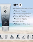 SPF 8 Mineral Sunscreen - Water Resistant Moisturzing Lotion for Body & Face - Non-Nano Zinc Oxide, Vitamin E - 3 Oz