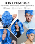 Temporary Blue Hair Color Wax 4.23 oz, Instant Natural Hairstyle Cream Dye, Disposable Coloring Mud for Men Women Youth, Washable Styling Pomades, Party Cosplay DIY Halloween