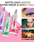 3 Pack Matte Eyeshadow Primer for Oily Lids No Crease Violet Green Pink Color Eye Makeup Eye Primer Base Waterproof & Smudge-proof & Long Lasting Cream Liquid Eye-shadow for All Shadows (Set D)