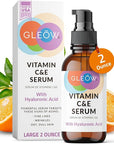 GLEOW Vitamin C Face Serum, Hydrating Vitamin C Serum for Face with Hyaluronic Acid, Suitable For All Skin Types, Targets the Appearance of Dull Spots 2oz