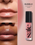 Saie Glossybounce - Hydrating Lip Gloss and Tinted Lip Oil Hybrid with Hyaluronic Acid & Jojoba Oil for Non-Sticky, Ultra-Shiny, Plump & Soft Lips - Everyday Makeup Essential - Bubble (.17 oz)