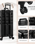 AROUS 5 in 1 Rolling Makeup Train Case Cosmetology Case on Wheels Large Cosmetic Organizer Travel Cart for Hairstylist Artist Nail Beauty Salon Barber,Black