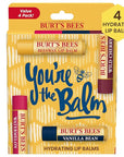 Burt's Bees You're the Balm Lip Balm Pack, With Beeswax, Wild Cherry, Watermelon and Vanilla Bean Flavors, With Responsibly Sourced Beeswax, Tint-Free, Natural Origin Lip Treatment, 4 Tubes, 0.15 oz.