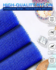 UJFQBH 3 Pieces African Bath Sponge African Net Long Net Bath Sponge Exfoliating Shower Body Scrubber Back Scrubber Skin Smoother,Great for Daily Use (Blue)