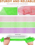 UJFQBH 3 Pieces African Bath Sponge African Net Long Net Bath Sponge Exfoliating Shower Body Scrubber Back Scrubber Skin Smoother,Great for Daily Use (Purple, Pink,Green)