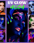 UV Neon Orange Face Body Paint Stick, Colored Professional Full-Coverage Oil-Based Eye Black Stick for Halloween Cosplay Christmas, Face Painting Foundation Makeup Glow in the Dark Party Supplies-03