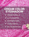 Oulac Hot Pink Cream Eyeshadow also for Highlighter Highly Pigmented Eye Shadow Waterproof&Long Lasting with Moisturizing Formula Blendable Shimmer Eye Make-up,Vegan & Cruelty-Free, 6g, 09