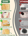 Premium 2 in 1 Egyptian 100% Natural loofah with Handle Back Scrubber for Shower and Massage exfoliating Body Scrubber for Women and Men Back Scratcher washers for Shower loofa Clean Your Back Deeply