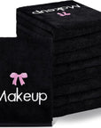 Shimeyao 20 Pack Makeup Towels Black Makeup Washcloths for Face Pink Bow Soft Microfiber Remover Cloth 13x13 Inch Quick Dry Face Towels for Cleansing Hand