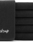 Arkwright Makeup Towels - Pack of 6 - Super Soft 100% Cotton, Gentle & Lightweight Face Make Up Remover Washcloths, Guest Essentials for Hosts & Artists, 13 x 13 in, Black