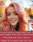 Metallic Rose Gold Hair Dye Demi-Permanent, Toner for Bleached Hair, Anti-Breakage Plex Hair Care, Vegan Hair Dye, Cruelty-Free, 100% Grey Coverage, Rose Hair Color, All Hair Types by Smart Beauty