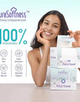 Luxuriously Soft Disposable Face Towel, 100% Cotton, Extra Large 12" x 10" Ultra Soft Dry Wipe for Face Wash, Makeup Remover, Bio-Based Towelette for Sensitive Skin 160 Count (2 Pack)