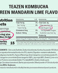 TEAZEN Green Mandarin Lime Kombucha Tea, Hydration Drink Mix, Sugar Free, Live Probiotics & Prebiotics, 10 Sticks, 1.76oz