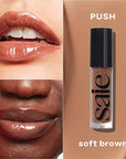 Saie Glossybounce - Hydrating Lip Gloss and Tinted Lip Oil Hybrid with Hyaluronic Acid & Jojoba Oil for Non-Sticky, Ultra-Shiny, Plump & Soft Lips - Everyday Makeup Essential - Push (.17 oz)