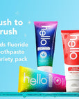 hello Kids Fluoride Toothpaste Variety Pack, Includes Strawberry, Unicorn Bubble Gum, and Blue Raspberry Toothpastes, Safe for Ages 2 and Up, 3 Pack, 4.2 Oz Each