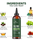 Botanic Hearth 100% Pure Tea Tree Oil For Hair Growth | Infused with Jojoba & Grapeseed Oils | Hair Oil Repairs Dry Damaged Hair, Strengthening, Healthier - Hair Tonic, 4.0 fl oz