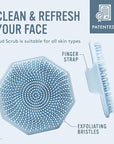 Sud Scrub® Antimicrobial Silicone Face Scrubber, 1 Pack, Gentle Face Exfoliator for Sensitive Skin, Eco Friendly Facial Cleansing Brush, Exfoliating Face Brush for Men and Women (Blue)