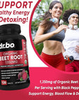 Organic Beet Root Capsules Supplements - 1350mg Beetroot Powder Extract Pills, Organic Beet Root Powder Supplement, Super Nitric Oxide Beets, High Circulation Beet Vitamins Support - 120 Beet Tablets