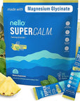 Nello Supercalm Powdered Drink Mix, Cortisol Reducer* and Sleep Aid Supplement, L Theanine, Ksm-66 Ashwagandha, Magnesium Glycinate, Vitamin D 3, No Sugar, Non GMO, On The Go, 20 Ct, Pineapple Mint