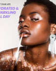Wonderskin WONDER BLADING Top Gloss - Gold Glitter Lip Gloss, Hydrating and High Shine Finish Lip Makeup (Gold Glitter)