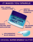Unicorn Snot Face & Body Glitter Gel - Cosmetic-Grade Holographic Glitter - Stocking Stuffers for Women, Gifts for Teen Girls - Safe for Face, Easy Application & Removal - Blue Glitter, 1.7oz (Sky)