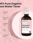 Rose Water Spray for Face & Hair (Refill Size) - Organic USDA Certified Rosewater Facial Toner - Alcohol-Free Makeup Setting Hydrating Face Mist - Anti-Aging Toner Spray - 8 Fl Oz