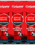 Colgate Optic White Pro Series Stain Prevention Hydrogen Peroxide Toothpaste, Teeth Whitening Toothpaste, Effectively Removes Tea, Coffee, and Wine Stains, Enamel-Safe for Daily Use, 3 Pack, 3.0 oz